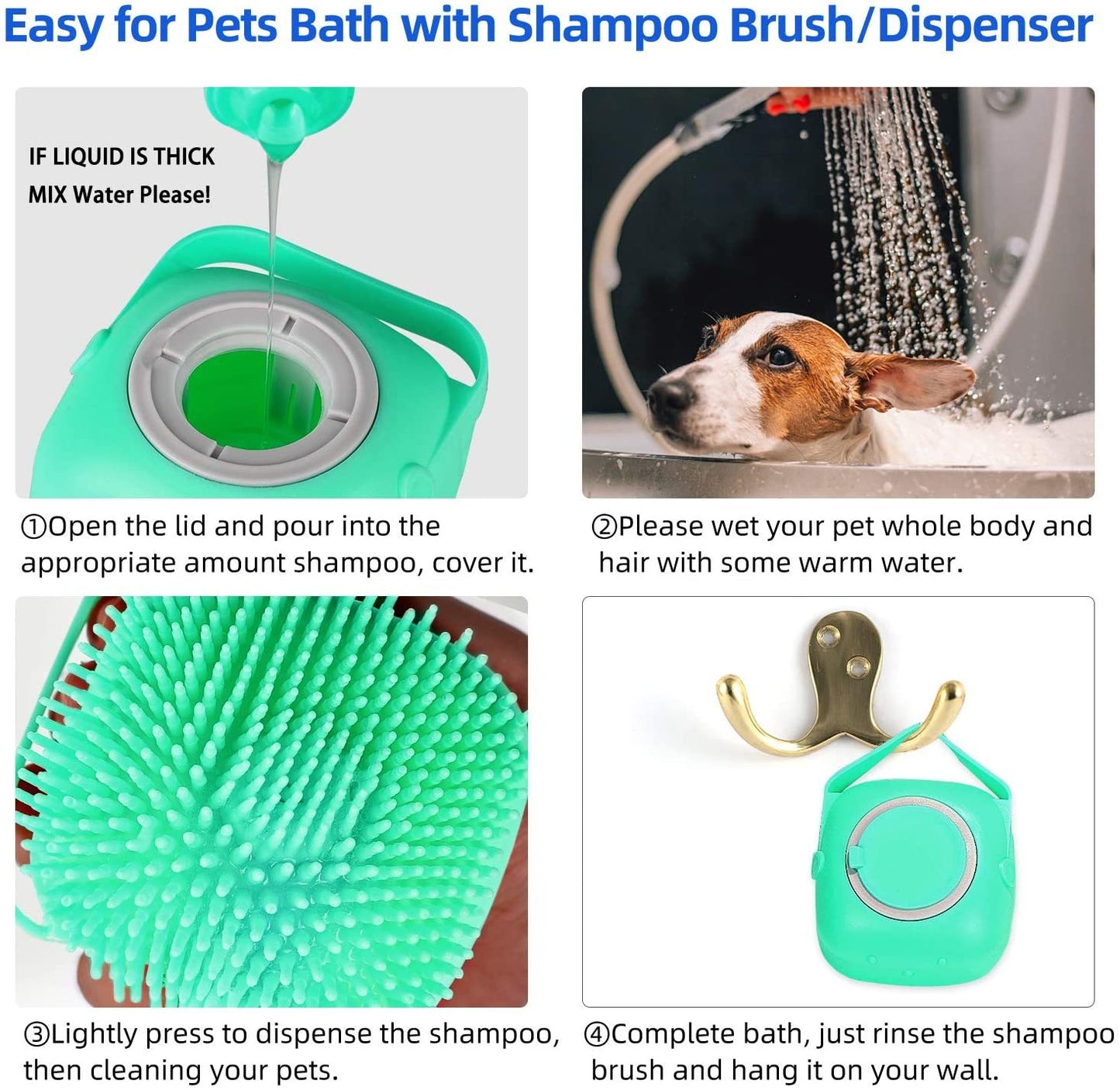 Pet Bathing Brush Silicone Grooming Comb for Dogs & Cats