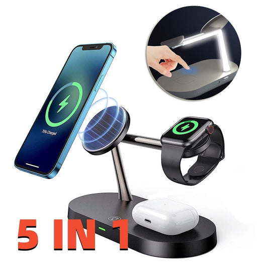 5-in-1 Magnetic Wireless Charger Stand for Phone & Watch